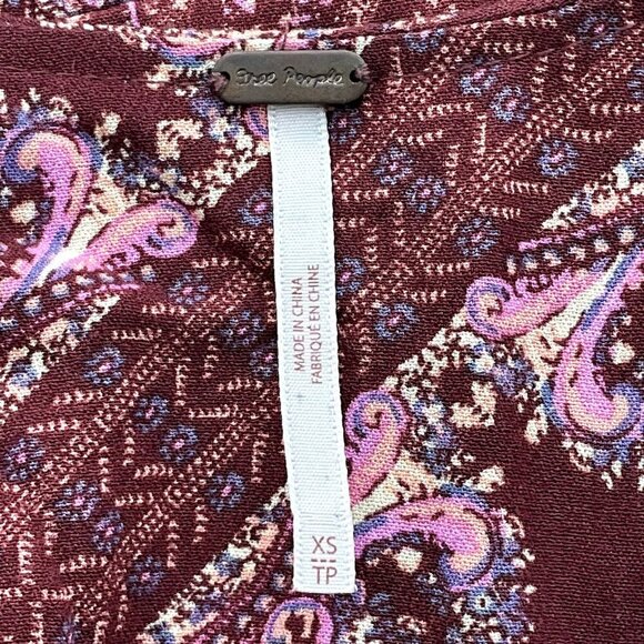 Free People Dress Women XS V-Neck Balloon Sleeve Romantic Peasant Boho Flowy - Picture 3 of 16